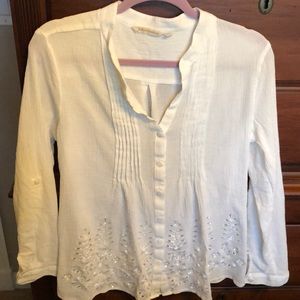 Soft Surroundings white cotton gauze tunic top